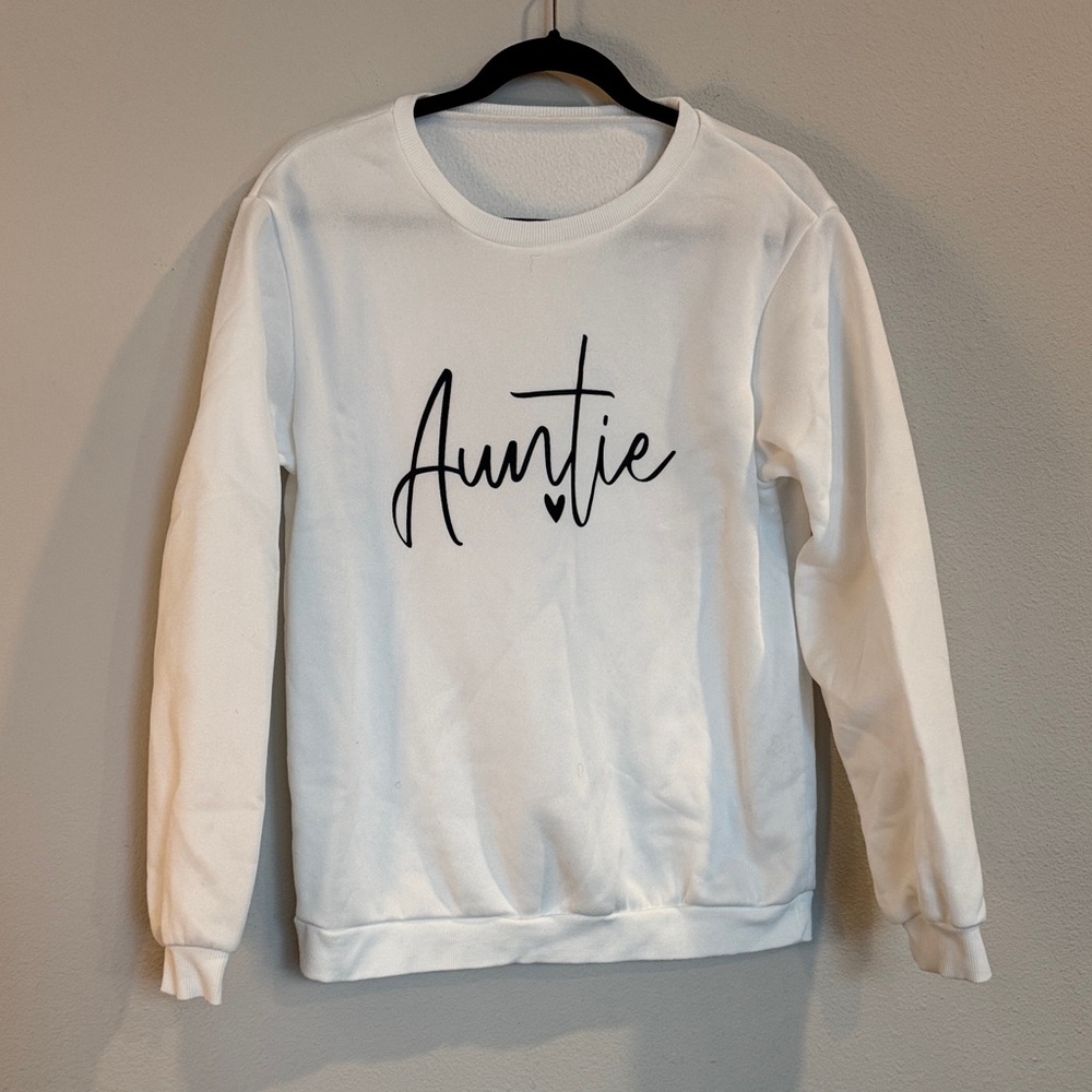 Shein - White 'Auntie' Women's Sweater - L